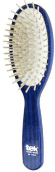 TEK Big oval hair brush with short wooden pins blue
